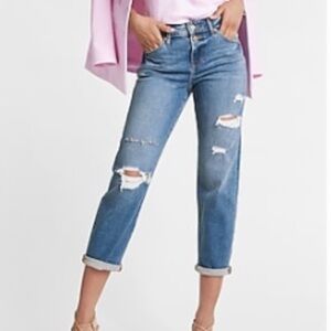 Express Mid Rise Distressed Boyfriend Jeans 6